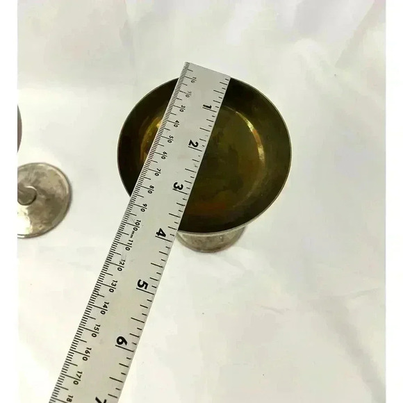 VTG Pair Leonard Silver Toned Brass Tarnished Goblets Chalice - Picture 12 of 15